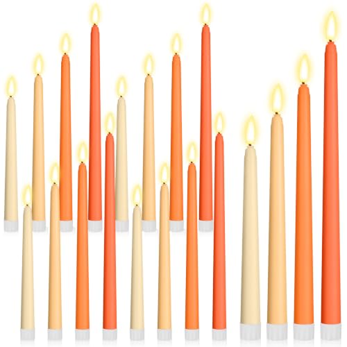Image of Rossesay 24 Pcs Flameless LED Taper Candles Battery Operated Candle 8.5 inch, 9.65 inch, 10.8 inch, 12.8 inch Flameless Candlesticks Flickering for Christmas Church Wedding Indoor Decoration(Classic, Orange)