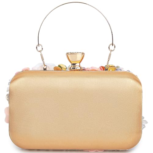 Image of BBTT.ful Women Clutches Flower Evening Handbag Chain Strap Shoulder Bag handbag Wedding bag purse