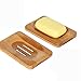 Produktbild Wskderliner 2 Stück Natürliche hölzerne Bambus Seifenschale Holz aus Natur-Bambus-Holz mit Abtropfwanne Für Seife Scrubber Schwämme Bad Waschbeckenablage