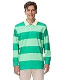 Men's Blues Clues Costume Classic Striped Polo Shirt Halloween Steve Green Long Sleeve Shirt Green M