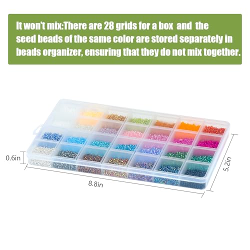 24000 pcs 2mm Glass Seed Beads 12/0 Small Craft Beads Kit for DIY Bracelets Necklace Jewelry Making Supplies