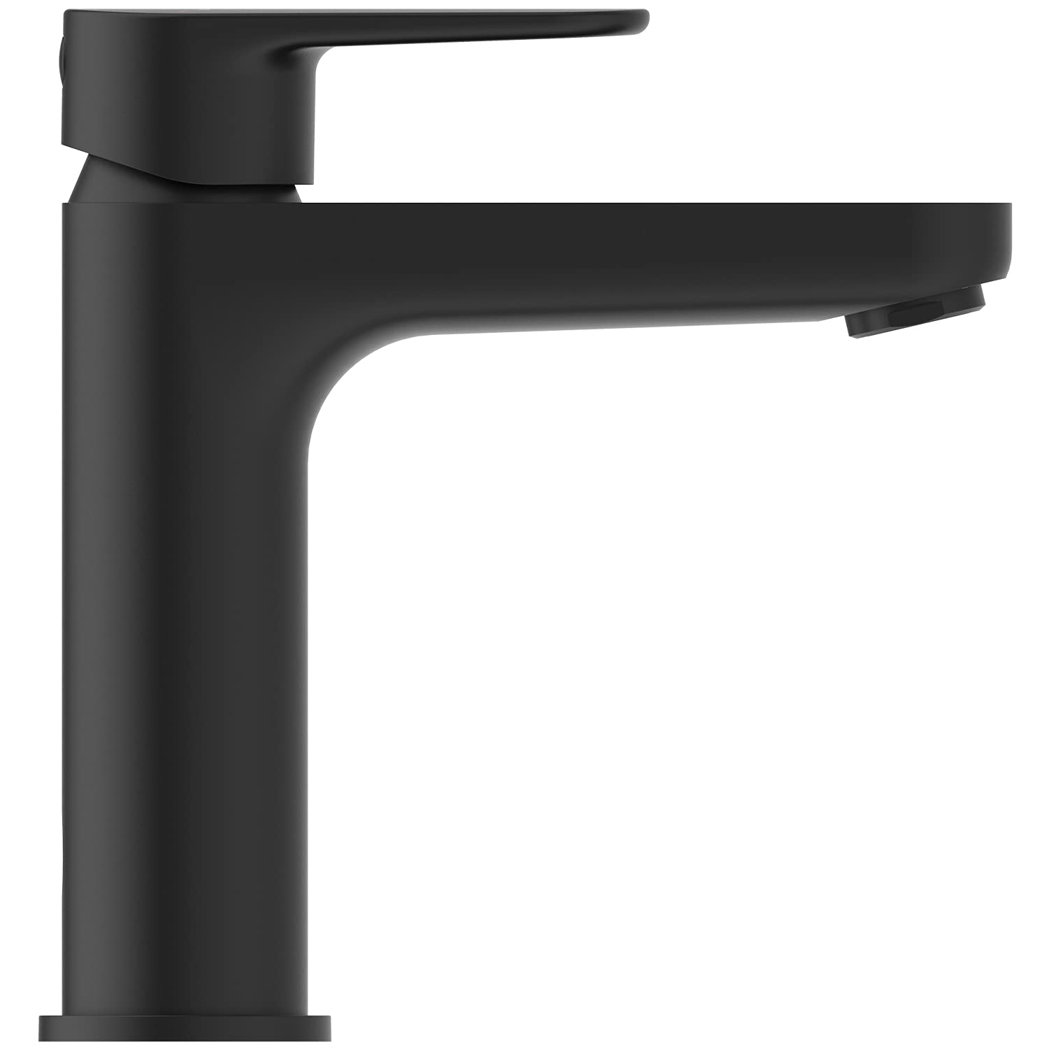 Ideal Standard Cerafine O Waschtischarmatur, Auslaufhöhe 122 mm, wassersparender Wasserhahn Badezimmer, mit Ablaufgarnitur, schnelle Montage – Schwarz Matt (50x166x176 mm)