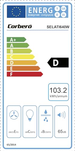 Corbero - Campana Convencional 60 cm | SELATI640W | 400 m3/h | 65db| 191,5 W | Control con pulsador | 3 Velocidades | 2 Filtros de Aluminio + Filtro de Carbono | Blanco - imagen 7
