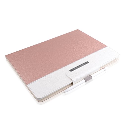 Thankscase Only For Ipad Pro 12.9 2017/2015 Old Model, Rotating Case Cover, Swivel Case Pencil Hold Ring, Wallet Pocket (Not Fit New 12.9 All Screen Model)-Rose Gold #TOP3