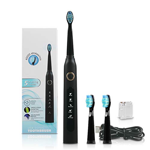 SG-507 Escova USB Recarregável - Escova de Dentes Elétrica Adultos Com 3 Pcs Cabeça de Substituição
