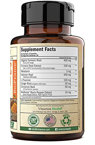 Vimerson Health Women's Multivitamin + Turmeric Melatonin Valerian Bundle. Joint Support And Cartilage Comfort, Healthy Immune Response And Inflammatory Balance #TOP2