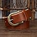 Coffee Cowhide Leather Belt, Classic Adjustable Prong Buckle Jeans, Casual Fashion Durable For Daily Wear, 125cm (Waist 43