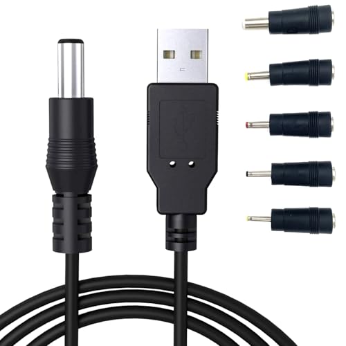 JZK ZK Câble d'alimentation USB vers CC, câble chargeur USB 1M adaptateur cordon 5.5 x 2.1 mm, connecteurs jack cylindrique 2.5 x 0.7 mm, 3.5 x 1.35 mm, 4.0 x 1.7 mm,...