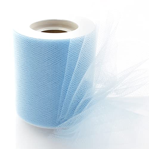 Image of HairBow Center LLC 3inch Premium Tulle Fabric Roll For Crafts, Wedding, Party Decorations, Gifts - Dusty Blue 25Yard Spool, Dusty Blue