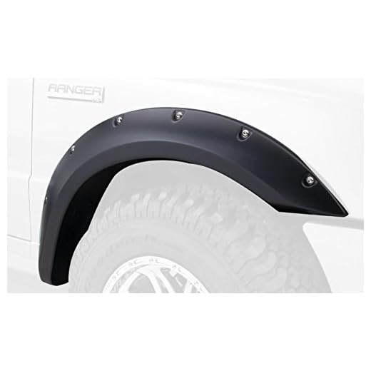 Bushwacker Pocket/Rivet Style Front Fender Flares | 2-Piece Set, Black, Smooth Finish | 21037-02 | Fits 1993-2011 Ford Ranger (Excludes FX4)