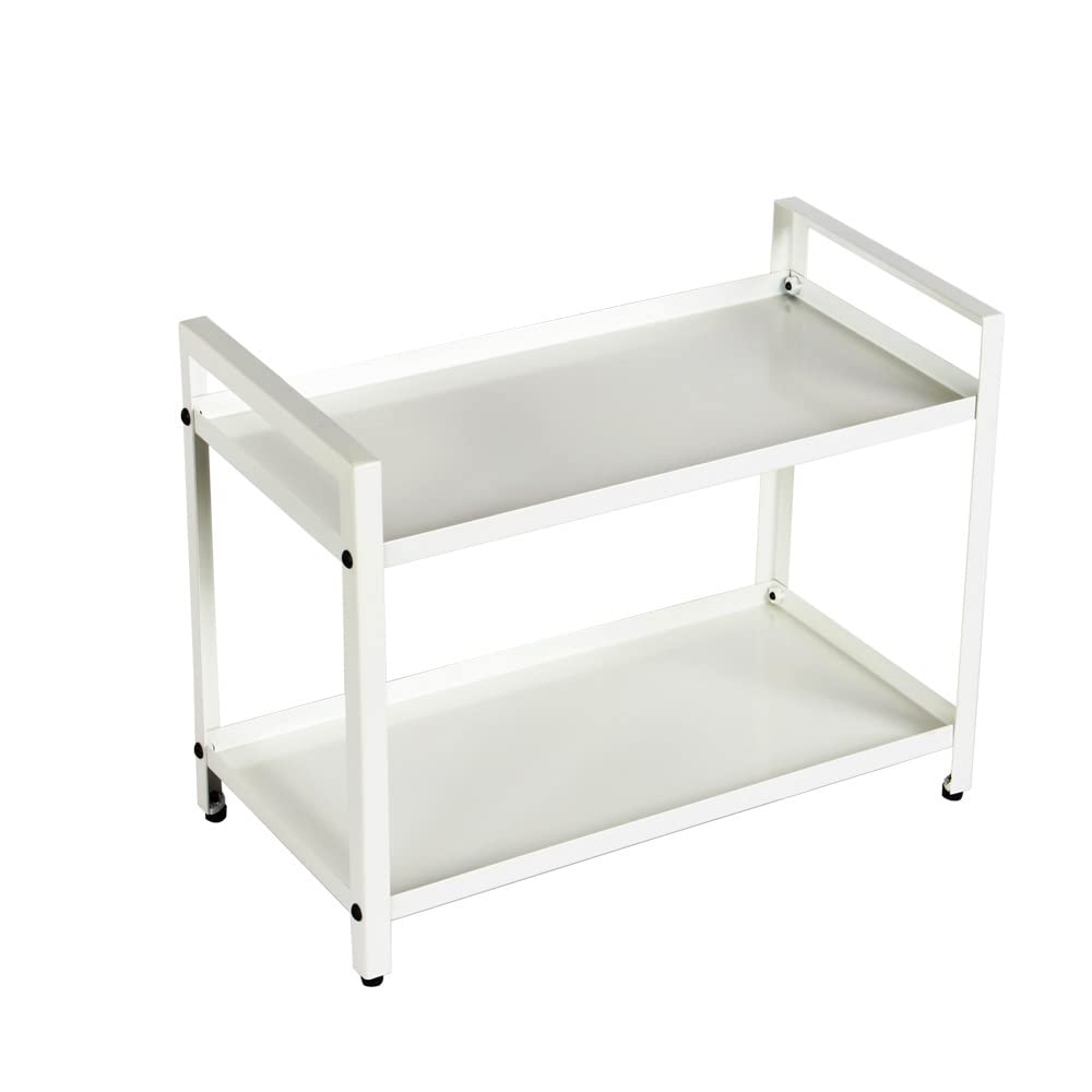 DECOWORLD || 2 Tier Multipurpose Countertop Organizer Stand || Multishelf Storage Rack for Kitchen, Bathroom or Dressing table|| Spice Rack,Cosmetics Organizer or Bathroom Organizer (White) (B0BYZPSSPX) Amazon Price History, Amazon Price Tracker