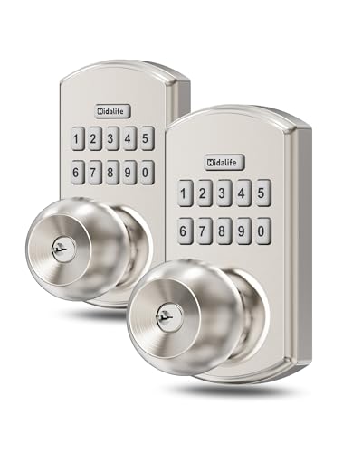 Smart Door Knob with Keypad Keyless Entry Lock Code Satin Nickel 2 Pack