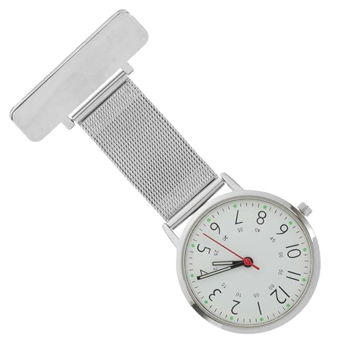 Abaodam Reloj Colgante para Enfermera Broche Metálico de Acero Inoxidable Plateado Reloj de Solapa Preciso y Resistente para Uso Hospitales y Clínicas