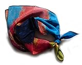 Dimension: 52 cm x52 cm Schal aus 100% Seide Krepp. 52cmX52cm. rot und Blau.