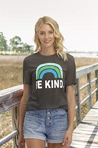 Irisgod Womens Graphic Tees Casual Summer Loose Fit Tshirts Be Kind Vintage T Shirts #TOP2