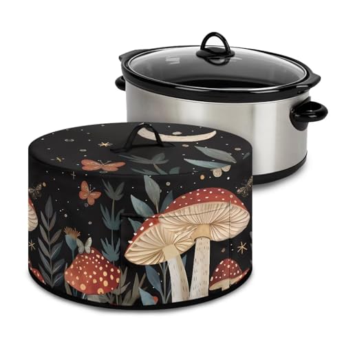 Fuojuvelie Mushroom Slow Cooker Cover Stain Resistant Slow Cooker Dust Cover Easy to Install Fits for Most 6-8 Quart Oval Slow Cooker