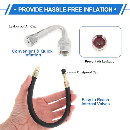 Image of Motoforti 1set 45 Degree Copper Tire Valve Extension with Durable Plastic 300mm Tyre Valve Inflation Adapter for Car Motorcycle RV Truck Bike