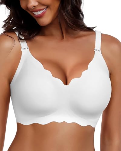 HORISUN Wireless Seamless Bras for Women No Underwire Wavy V Neck Soft Support Full Coverage Comfortable Bra