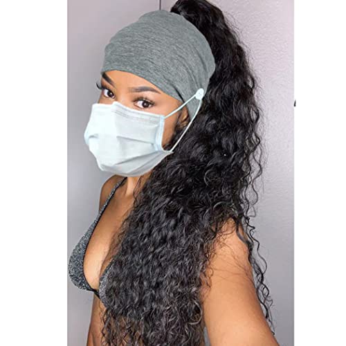 Efdagsad Boho Button Headband Women Wide Mask Hair Band With Button Boho Elastic Sports Headwear Yoga Ear Saver Hair Band Workout Headwrap thumb #1