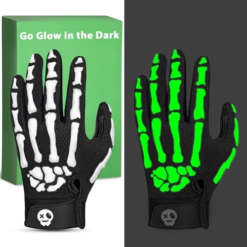 RIGWARL Youth Football Gloves with Bones, Glow in Dark, M