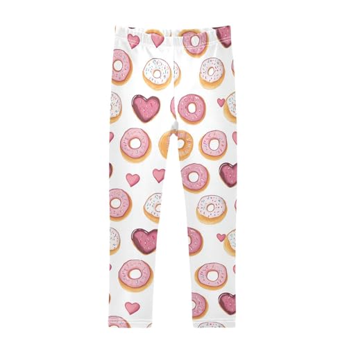 Wusikd Doughnuts Girls' Leggings Toddler Doodles Hearts Kids Yoga Pants Dance Active Tights 4T