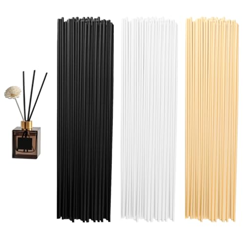 Bastoncini profumati per ambienti, 210 pezzi, colore nero, bianco, colori naturali, 20 cm x 3 mm, bastoncini in rattan per profumo, bastoncini di ricarica, bastoncini lunghi per aromi, oli essenziali
