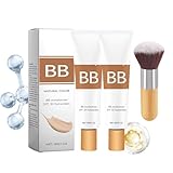 Happyhours BB Blur Tinted Moisturizer SPF 30 - BB Cream Tinted Moisturizer BB Tinted Care Primer with Brush Instantly Hydrates Full Coverage Creates Matte Effect (Natural, 1 floz)