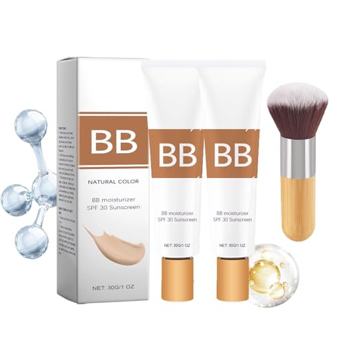 BB Blur Tinted Moisturizer SPF 30, BB Cream Tinted Moisturizer, Tinted Care Primer with Brush, Instantly Hydrates, Full Coverage, Creates Matte Effect (Natural, 1 floz)