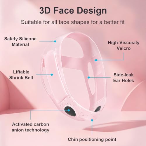 Image of MAYCREATE Soft Silicone V Line Double Chin Lift Mask Chin Up V Shaped Face Shaper Face Lifting Mask Jawline Shaper Strap for Women - Pink