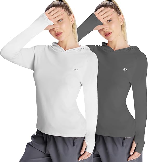 La Mejor Lista de Ropa de Balonmano americano para Mujer - 5 favoritos. 49 Paquete de 2 camisetas UPF50+ de manga larga para mujer, con capucha de protección UV, ropa de senderismo, atlética al aire última intervensión, camisa ligera, Blanco y gris.,...