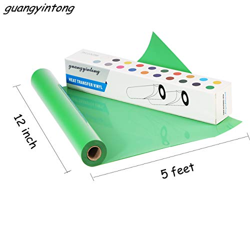 Image of guangyintong Heat Transfer Vinyl Fruit Green HTV Rolls, 12 inch x 5ft Fruit Green Iron on Vinyl for T Shirts, Glossy Surface HTV Vinyl for All Cutter Machine Easy to Cut & Weed for DIY Design