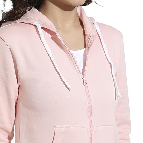 Image of PINACOLADA Women's Zip-Front Hoodie with Angled Open Pockets for Casual Wear | Hooded Neck | Long Sleeve | Zipper Closure | Cotton Sweatshirt Crafted with Comfort Fit for Everyday Wear