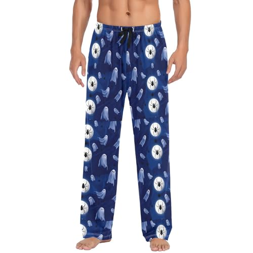 Spirits Print Men's Cotton Pajama Pants with Pockets and Drawstring Comfortable and Stylish,S2
