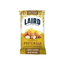 Laird Superfood Functional Protein Bars Protein Bar but Better with Real Ingredients, Functional Mushrooms 10g Plant-Based Protein, 6g Fiber - Non-GMO - Lemon Almond, 10 Count Pack of 1