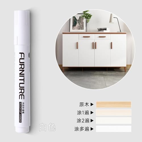 Caneta de retoque simples de baixo odor para móveis, caneta de retoque de cerâmica, branca, 2 peças