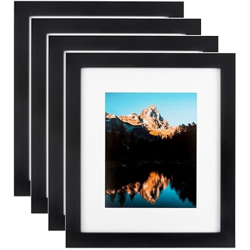 ArtToFrames 8x32 Inch Black Picture Frame, 4 - Pack, This 1.25 inch Custom MDF Poster Frame is Black Satin, Comes with Economy Acrylic (Frame_Pack_4_5180-8x32)