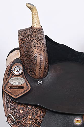 Hilason 14 Western Horse Saddle American Leather Treeless Trail Barrel Dark Brown | Horse Saddle | Western Saddle | Treeless Saddle | Barrel Saddle | Adult Saddle #TOP4