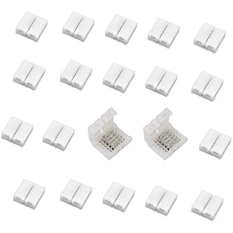 5 pin RGBW Connector Solderless Snap Down Connector 5-Conductor LED Strip to Strip Adapter for 12mm Wide 5050 RGBW RGBWW LED Strip LED Tape LED Rope Lights (20pcs) Cover