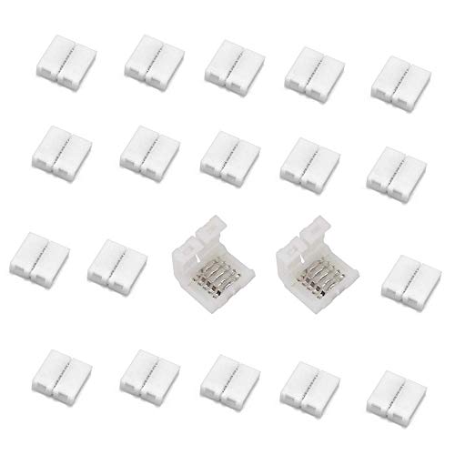 zuchini Lot de 20 connecteurs RGBW à 5 broches sans soudure pour bande LED 5050 RGBW RGBWW de 12 mm de large Cover