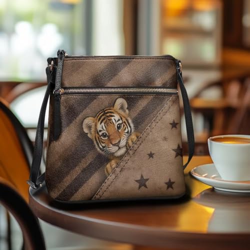 Image of Leather Women Crossbody Hobo Bag Satchel Purse Handbag with Adjustable Shoulder Strap and Zipper Pockets