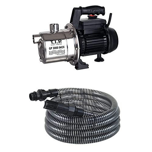 T.I.P. Gartenpumpe Edelstahl GP 3000 INOX + T.I.P. 31009 Saugschlauch Ansaugschlauchgarnitur