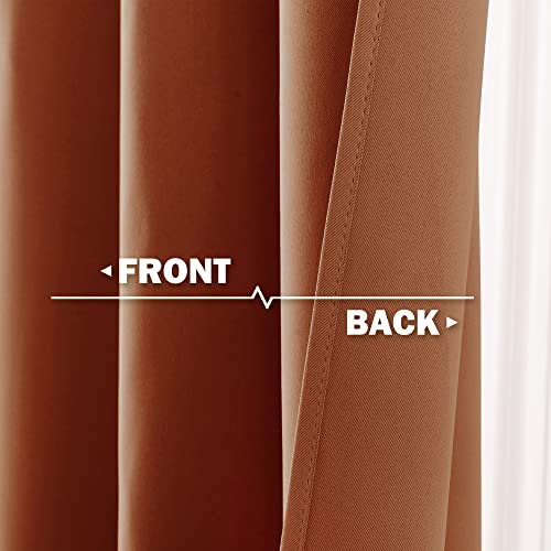 NICETOWN Short Valance Curtains Blackout Kitchen Valance Solid Grommet Top Window Treatments Curtain for Kitchen Bathroom Basement Windows, 29" W x 30" L, 2 Panels, Burnt Orange
