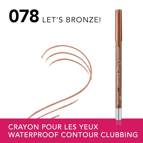 Bourjois Paris Contour Clubbing Crayon Yeux Waterproof, Texture Coulissante et Doux, Formule avec Huiles de Jojoba, N° 78 Let'S Bronze!, 1.2g