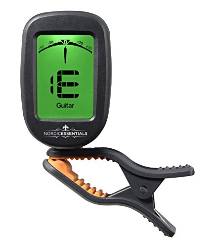 Guitar Tuner (2 Pack) for Acoustic Guitars, Violin, Ukulele (Uke), Bass, Mandolin, Banjo - (Black + White) - Premium Accessories by Nordic Essentials™