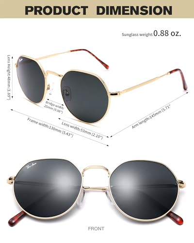 Pro Acme Round Sunglasses for Women Men Glass Lens Metal Frame Polygon Shades Sun Glass 53MM4