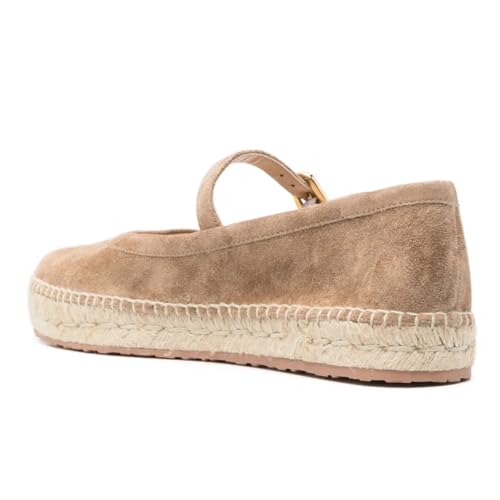 FSJ Women Espadrilles Mary Jane Flats Closed Round Toe Hidden Heel Platform Pumps Buckle Strap Suede Comfortable Dress Shoes Size 4-16 US4