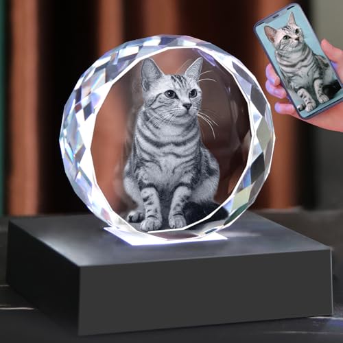 zeiniyio Pet Memorial Gifts for Dogs,Cats,3D Crystal Photo,Custom 3D Pictures,Dog Memorial Gift,3D Laser Etched Picture, Customized Gifts,Personalized Photo Gifts