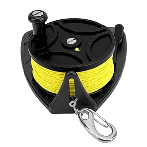 Tauch-Wrackrolle mit Clip 83 m Draht Alvinlite Scuba Dive Reel Mehrzweck-Ankerseilrolle für Freizeittauchen und Speerfischen[Schwarz]