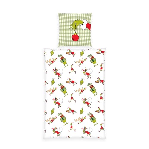 Herding Grinch Flanell-Bettwäsche, Kissenbezug ca. 70x90 cm,...