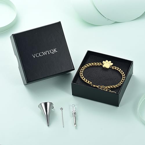 VCCWYQK Paw Print Urn Bracelet for Ashes for Dog/Cat Cremation Jewelry for Ashes Cute Animals Adjustable Memorial Keepsake Bracelets Jewelry Gifts for Women (E) - Image 3
